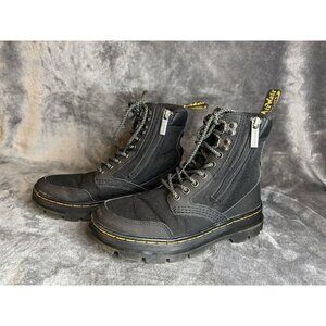 Dr. DOC MARTENS Comb Zip Unisex M-5 W-6 Black Lace Up Combat Boots Grunge Goth